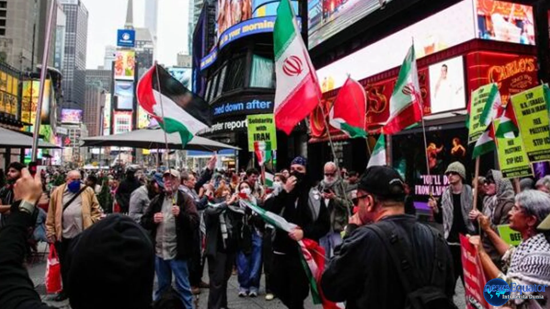 Demonstrasi New York Warnai Aksi 70 Kota Tolak Serangan Ke Iran